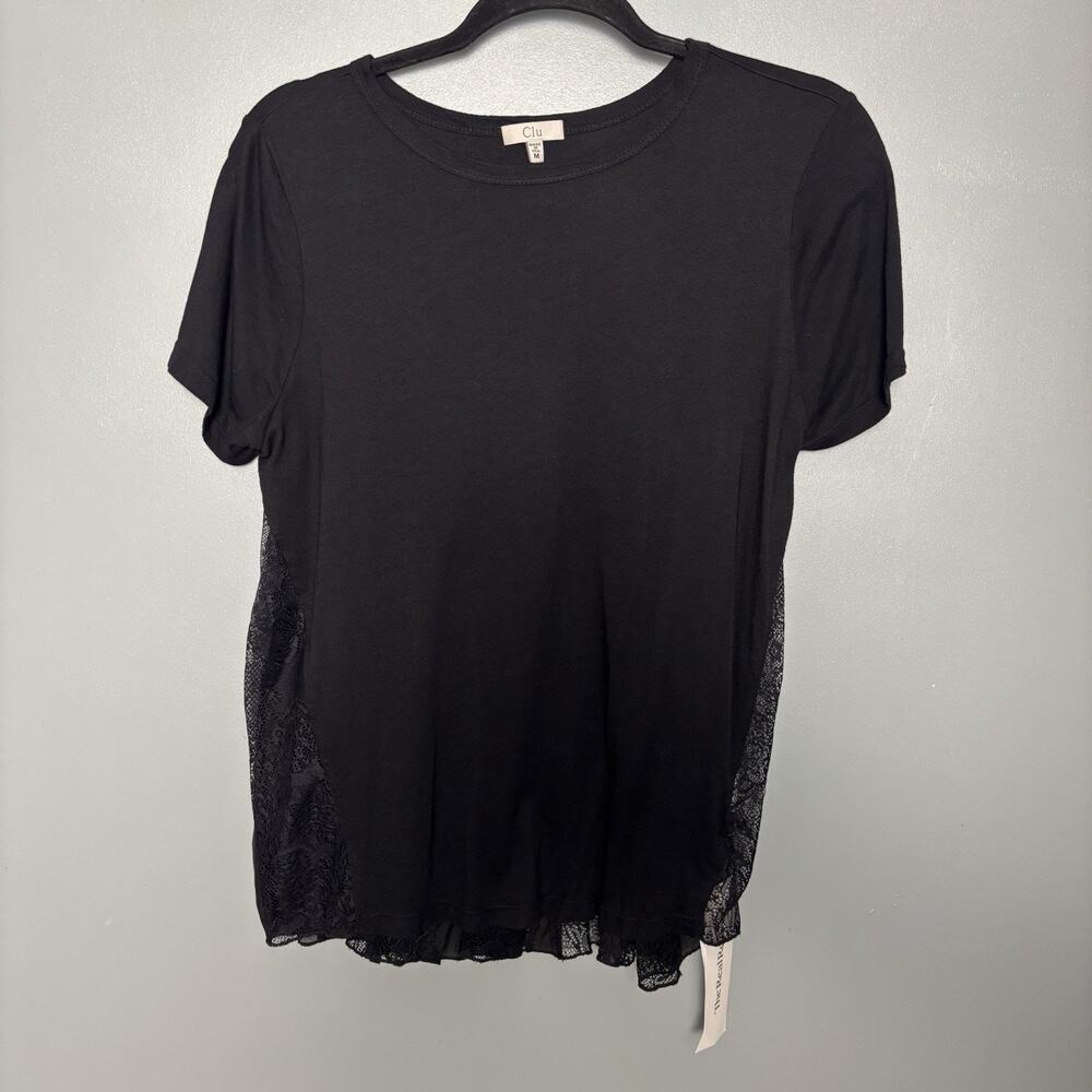 CLU Women’s Black Lace Top Shirt Medium Made In USA RealReal Designer
